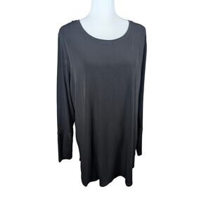 Nygard Women's Black‎ Long Sleeve Blouse Top Soft Travel Wrap Back Detail Large